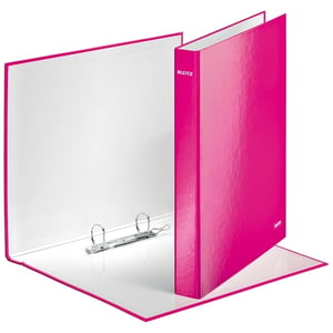 Afbeelding van Leitz 4241 WOW ringband | A4 | karton | 2 D-ringen | roze metallic | 40mm