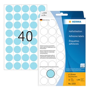 Afbeelding van Herma 2253 multifunctionele etiketten | 19 mm | blauw | 1280 etiketten