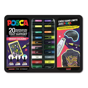 Afbeelding van POSCA PC-1MC/PC-3M/PC-5M Groovy Colours verfmarkerset | 0,7 – 2,5 mm | 20 stuks