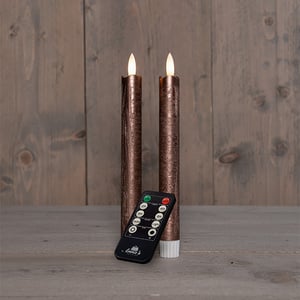 Afbeelding van Anna Collection LED Dinerkaars | 23 cm | Brons | 3D Vlam | 2 stuks
