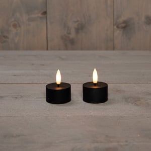 Afbeelding van Anna Collection LED Waxinelicht | 4 x 5 cm | zwart | 3D vlam | 2 stuks