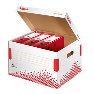 Afbeelding van Esselte 623914 speedbox opberg- en transportdoos | A4 | karton | wit & rood | 15 stuks