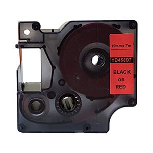 Afbeelding van DYMO S0720870 / 45807 tape zwart op rood 19mm (huismerk)