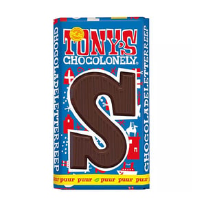 Afbeelding van Tony's Chocolonely chocoladeletter | puur | 180 gram