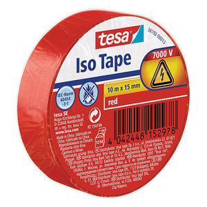 Afbeelding van Tesa 56192-00013-22 isolatietape | rood | 15 mm x 10 m