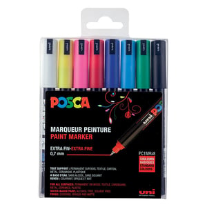 Afbeelding van POSCA PC-1MR verfmarkerset | 0,7 mm | rond | 8 stuks