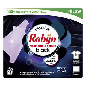 Afbeelding van Robijn Classics wasmiddeldoekjes | Black Velvet | 16 wasstrips