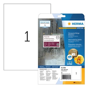 Afbeelding van Herma 4584 folie etiketten | weerbestendig | A4 | 210 x 297 mm | wit | 10 etiketten