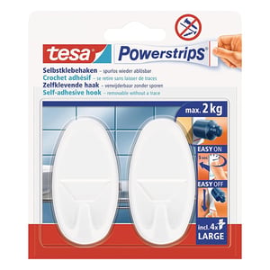 Afbeelding van Tesa 58013-00049-20 haak | zelfklevend | wit | tot 2 kg (per haak) | 2 stuks