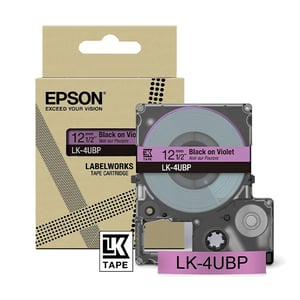 Afbeelding van Epson LK-4UBP tape zwart op paars 12 mm (origineel)
