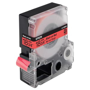 Afbeelding van Epson LC-5RBP9 tape zwart op pastel rood 18 mm origineel