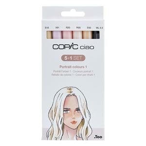 Afbeelding van Copic Ciao markerset | Portrait Colours 1 | penseel / beitel | 6 stuks