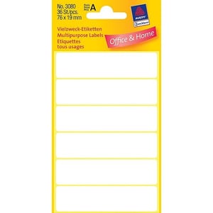 Afbeelding van Avery Zweckform 3080 multifunctionele etiketten | wit | 76 mm x 19 mm | 36 etiketten