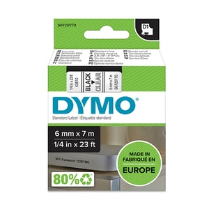 Afbeelding van DYMO S0720770 / 43610 tape zwart op transparant 6mm (origineel)