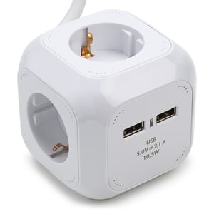 Afbeelding van Nedis stekkerblok | 4 stopcontacten | 2 USB-poorten | wit | 1.5 meter