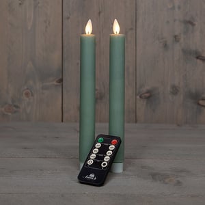 Afbeelding van Anna Collection Led Dinerkaars | 23 cm | jade groen | bewegende vlam | 2 stuks