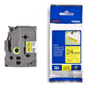 Afbeelding van Brother TZe-S651 extra klevend tape zwart op geel 24mm x 8m (origineel)