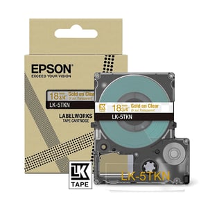 Afbeelding van Epson LK-5TKN tape goud op metallic transparant 18 mm (origineel)