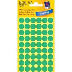 Afbeelding van Avery Zweckform 3143 markeringspunten | 12 mm | groen | 270 etiketten
