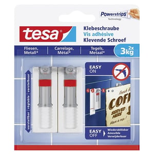 Afbeelding van Tesa 77765-00000-00 klevende schroef | voor tegels en metaal | wit | 3 kg (per stuk) | 2 stuks