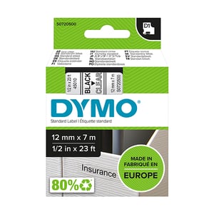 Afbeelding van DYMO S0720500 / 45010 tape zwart op transparant 12mm (origineel)