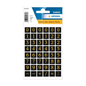 Afbeelding van Herma 4131 0-9 etiketten | 13 x 13 mm | zwart/goud | 96 etiketten
