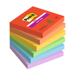 Afbeelding van 3M Post-It super sticky | 76 x 76 mm | Playful | 6 x 90 vel