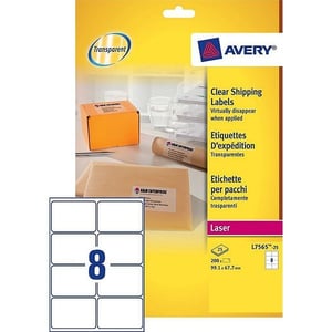 Afbeelding van Avery Zweckform L7565-25 transparante etiketten | 99,1 mm x 67,7 mm | 200 etiketten