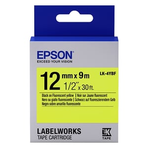 Afbeelding van Epson LK-4YBF tape zwart op fluorescerend geel 12mm (origineel)