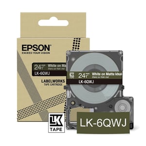 Afbeelding van Epson LK-6QWJ matte tape wit op kaki 24 mm (origineel)