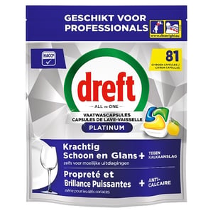 Afbeelding van Dreft All-in-One Platinum vaatwastabletten | Lemon | 81 tabs