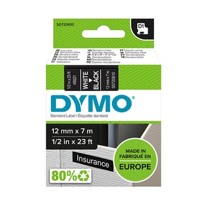 Afbeelding van DYMO S0720610 / 45021 tape wit op zwart 12mm (origineel)