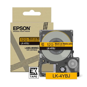 Afbeelding van Epson LK-4YBJ matte tape zwart op geel 12 mm (origineel)