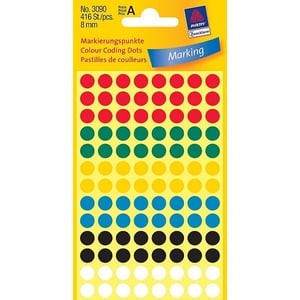 Afbeelding van Avery Zweckform 3090 markeringspunten | 8 mm | assorti | 416 etiketten