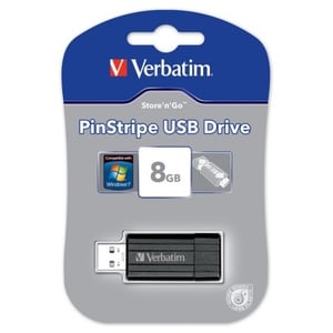 Afbeelding van USB stick Verbatim Pinstripe 2.0 | 8 GB | zwart