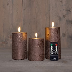 Afbeelding van Anna Collection LED Kaars | 3D Vlam | Brons | 3 Stuks