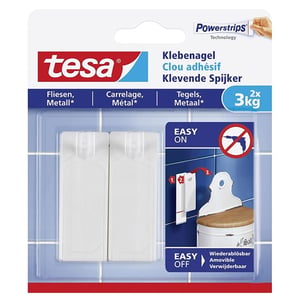 Afbeelding van Tesa 77763-00000-00 klevende spijker | tegels en metaal | wit | 3 kg (per stuk) | 2 stuks