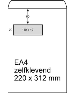 Afbeelding van Raadhuis akte envelop | zelfklevend | EA4 | venster links | 220mm x 312mm | 250 stuks