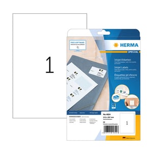 Afbeelding van Herma 4824 inkjet etiketten | A4 | 210 x 297 mm | wit | 25 etiketten