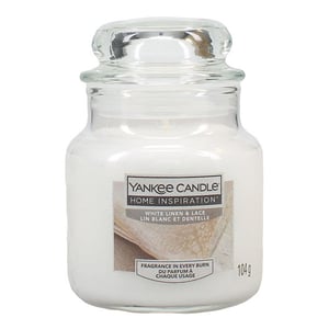 Afbeelding van Yankee Candle Home Inspiration geurkaars | White Linen & Lace | Small Jar | 104 g