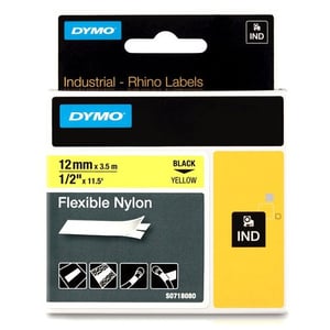 Afbeelding van DYMO S0718080 / 18490 IND Rhino tape flexibel nylon zwart op geel 12mm (origineel)