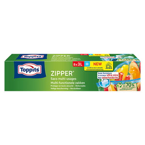 Afbeelding van Toppits Multi functionele Zipper zakjes | 3 liter | 8 zakjes