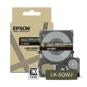 Afbeelding van Epson LK-5QWJ matte tape wit op kaki 18 mm (cartridge)