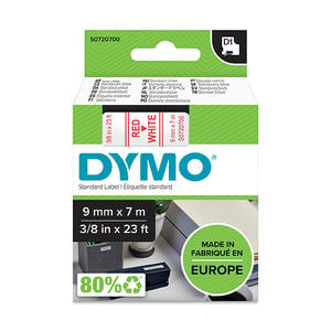 Afbeelding van DYMO S0720700 / 40915 tape rood op wit 9mm (origineel)