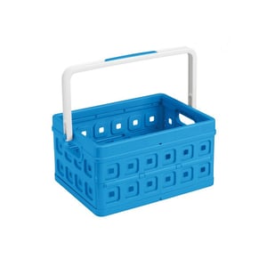 Afbeelding van Sunware Square vouwkrat | met handgreep | blauw en wit | kunststof | 24 liter