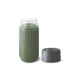 Afbeelding van Black+Blum reisbeker | glas | 340 ml | grijs/olijfgroen