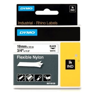 Afbeelding van DYMO S0718120 / 18489 IND Rhino tape flexibel nylon zwart op wit 19mm (origineel)