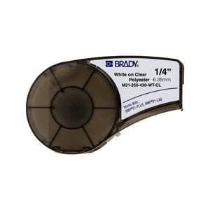 Afbeelding van Brady M21-250-430-WT-CL tape polyester | wit op transparant | 6,35mm x 6,40m