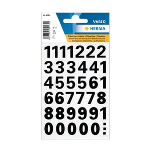 Afbeelding van Herma 4164 0-9 etiketten | 15 mm | zwart | 39 etiketten