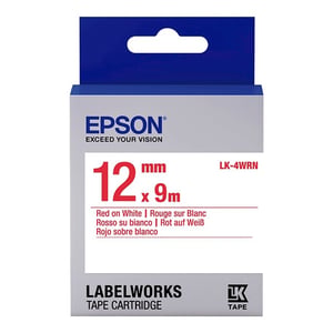 Afbeelding van Epson LK-4WRN standaard tape rood op wit 12mm (origineel)